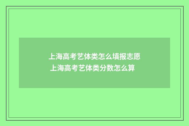 上海高考艺体类怎么填报志愿 上海高考艺体类分数怎么算