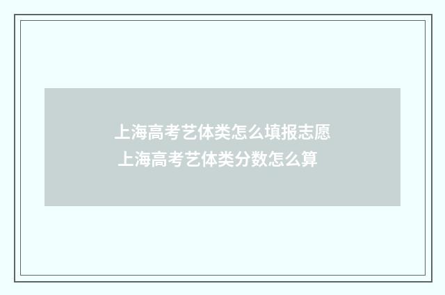 上海高考艺体类怎么填报志愿 上海高考艺体类分数怎么算