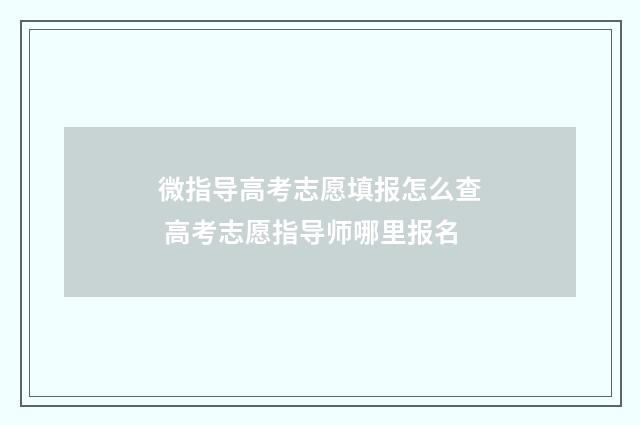 微指导高考志愿填报怎么查 高考志愿指导师哪里报名
