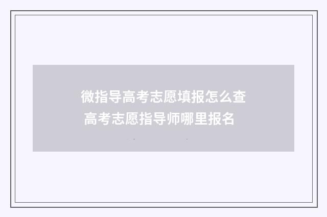 微指导高考志愿填报怎么查 高考志愿指导师哪里报名