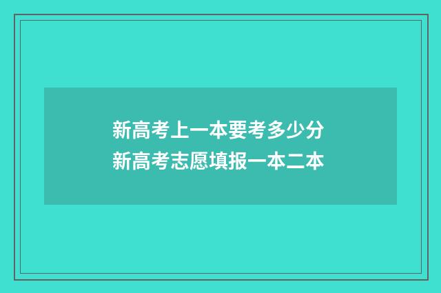 新高考上一本要考多少分 新高考志愿填报一本二本