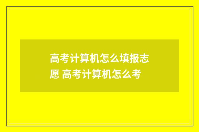 高考计算机怎么填报志愿 高考计算机怎么考