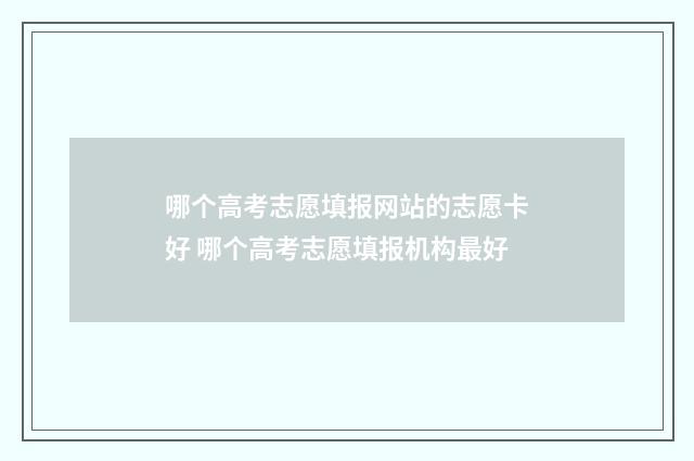 哪个高考志愿填报网站的志愿卡好 哪个高考志愿填报机构最好
