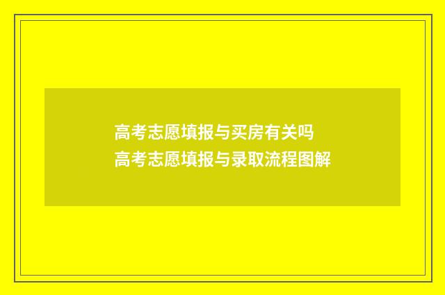 高考志愿填报与买房有关吗 高考志愿填报与录取流程图解