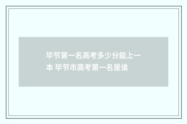 毕节第一名高考多少分能上一本 毕节市高考第一名是谁