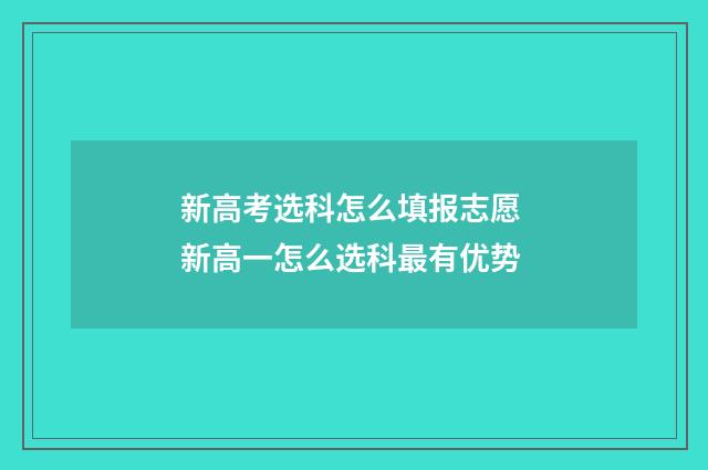 新高考选科怎么填报志愿 新高一怎么选科最有优势