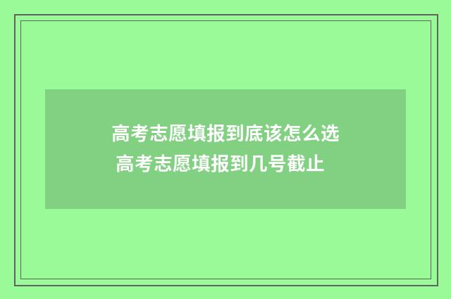 高考志愿填报到底该怎么选 高考志愿填报到几号截止