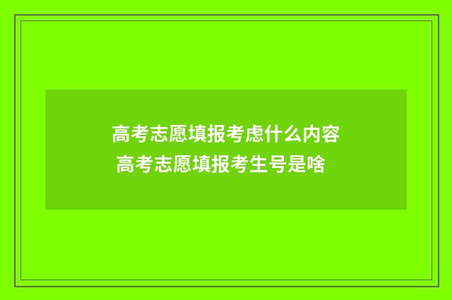 高考志愿填报考虑什么内容 高考志愿填报考生号是啥