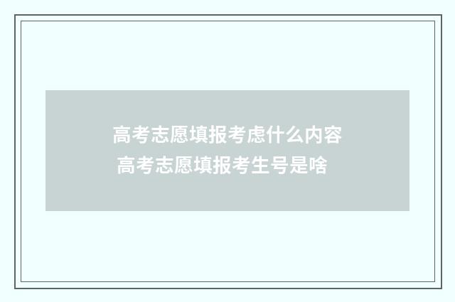 高考志愿填报考虑什么内容 高考志愿填报考生号是啥