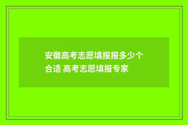 安徽高考志愿填报报多少个合适 高考志愿填报专家