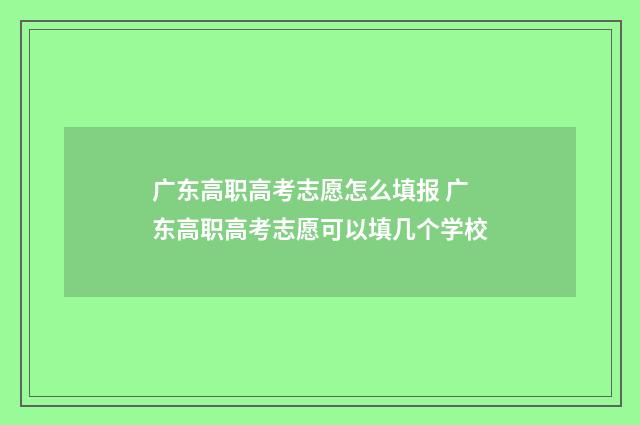广东高职高考志愿怎么填报 广东高职高考志愿可以填几个学校
