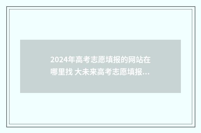 2024年高考志愿填报的网站在哪里找 大未来高考志愿填报官网