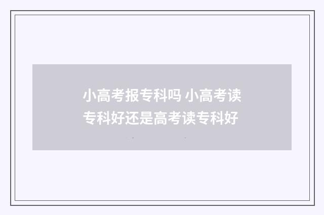 小高考报专科吗 小高考读专科好还是高考读专科好
