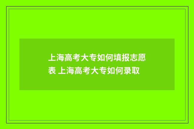 上海高考大专如何填报志愿表 上海高考大专如何录取