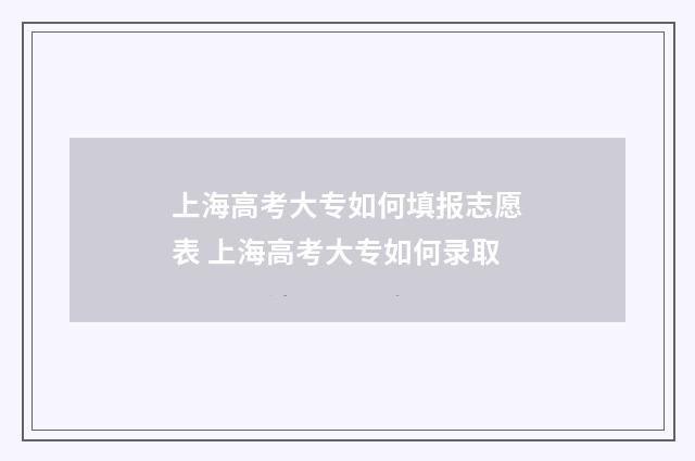 上海高考大专如何填报志愿表 上海高考大专如何录取