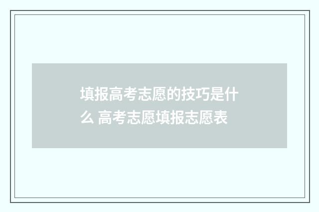 填报高考志愿的技巧是什么 高考志愿填报志愿表