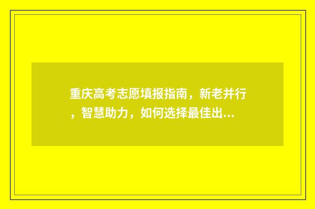 重庆高考志愿填报指南，新老并行，智慧助力，如何选择最佳出路？ 重庆高考志愿填报表