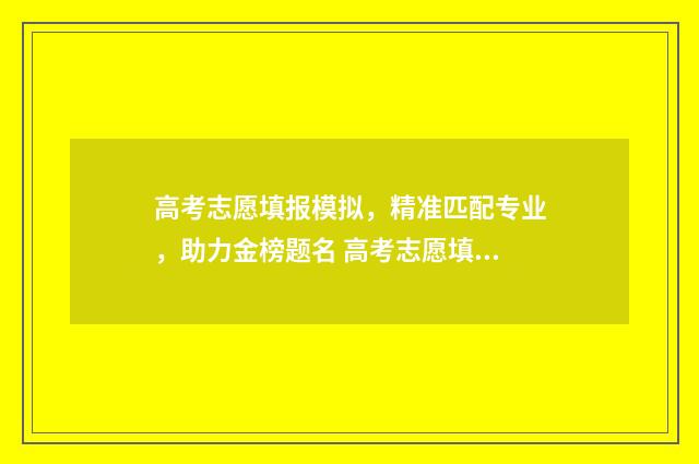 高考志愿填报模拟，精准匹配专业，助力金榜题名 高考志愿填报模拟投档什么意思