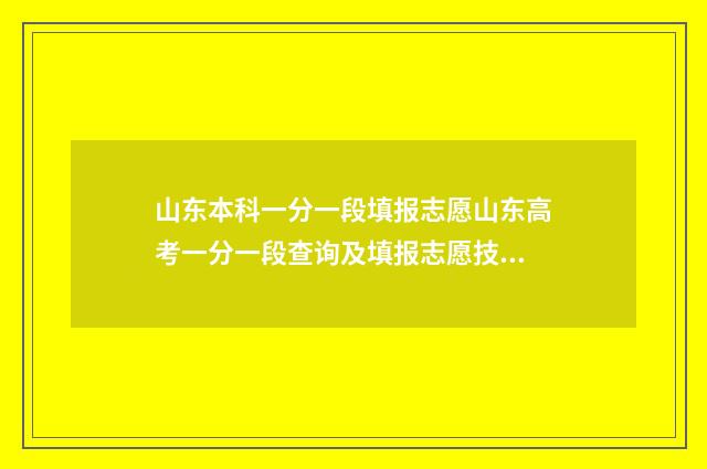 山东本科一分一段填报志愿山东高考一分一段查询及填报志愿技巧 山东本科一分一段表录取线