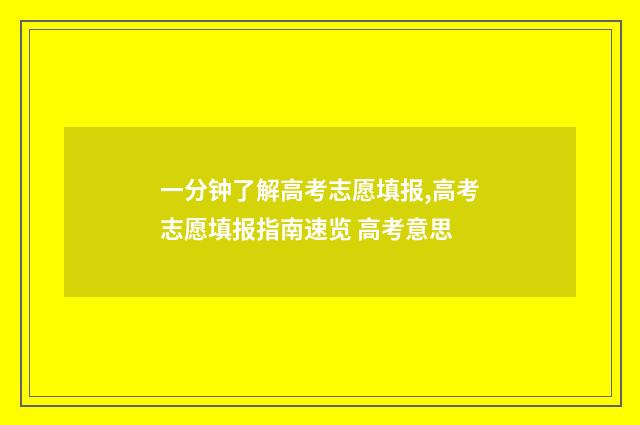 一分钟了解高考志愿填报,高考志愿填报指南速览 高考意思