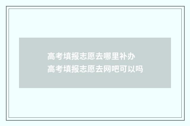 高考填报志愿去哪里补办 高考填报志愿去网吧可以吗