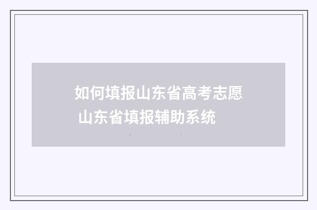 如何填报山东省高考志愿 山东省填报辅助系统