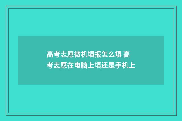 高考志愿微机填报怎么填 高考志愿在电脑上填还是手机上