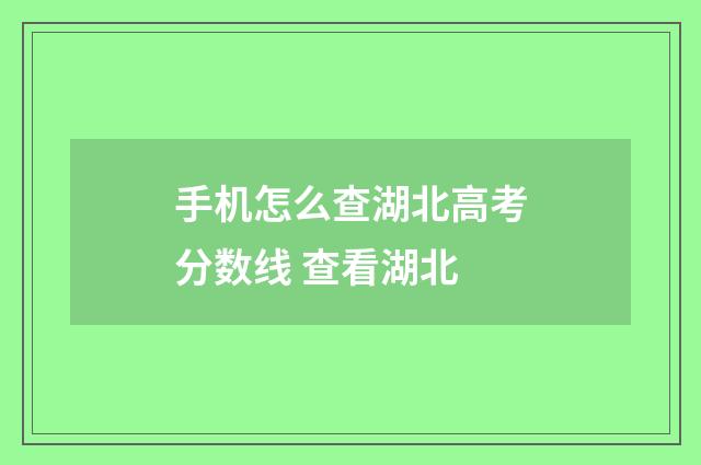 手机怎么查湖北高考分数线 查看湖北