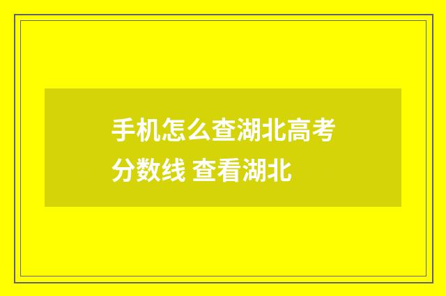 手机怎么查湖北高考分数线 查看湖北