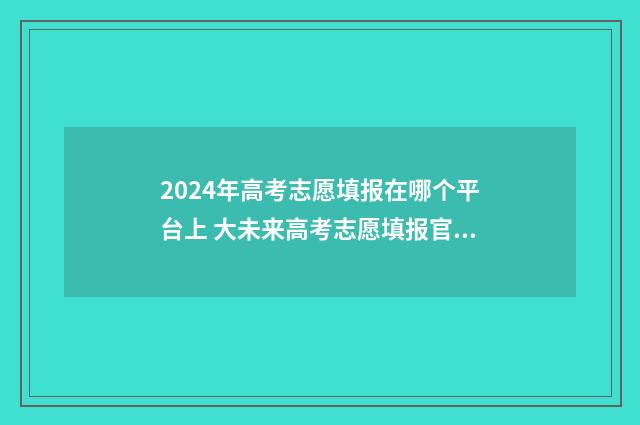 2024年高考志愿填报在哪个平台上 大未来高考志愿填报官网