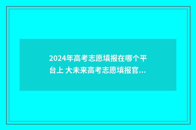 2024年高考志愿填报在哪个平台上 大未来高考志愿填报官网