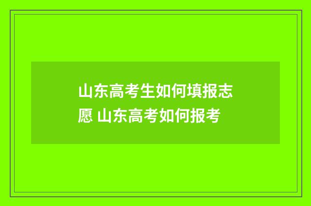 山东高考生如何填报志愿 山东高考如何报考
