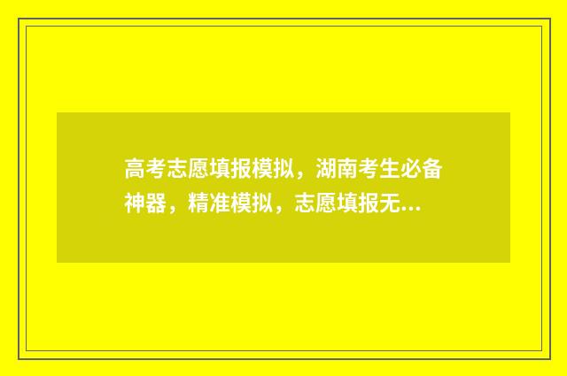 高考志愿填报模拟，湖南考生必备神器，精准模拟，志愿填报无忧 高考志愿填报模板