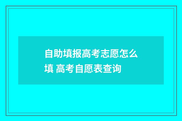 自助填报高考志愿怎么填 高考自愿表查询