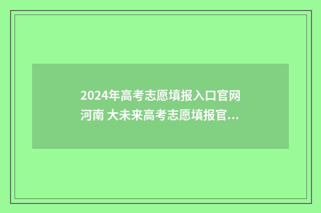 2024年高考志愿填报入口官网河南 大未来高考志愿填报官网