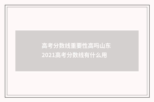 高考分数线重要性高吗山东 2021高考分数线有什么用