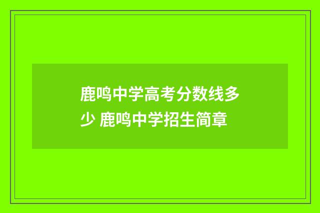 鹿鸣中学高考分数线多少 鹿鸣中学招生简章