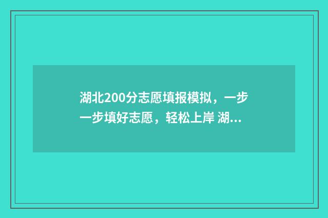 湖北200分志愿填报模拟，一步一步填好志愿，轻松上岸 湖北志愿投档线