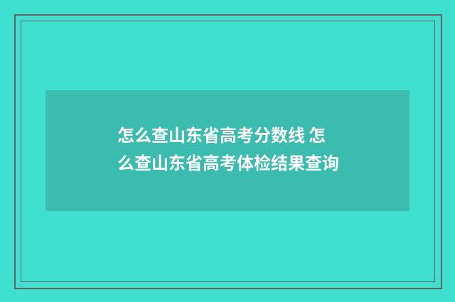 怎么查山东省高考分数线 怎么查山东省高考体检结果查询