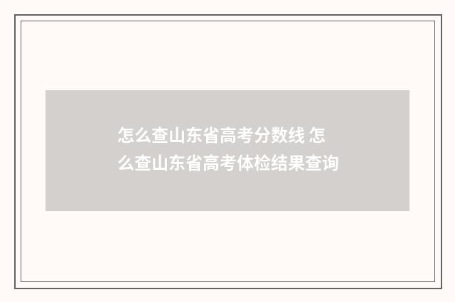 怎么查山东省高考分数线 怎么查山东省高考体检结果查询