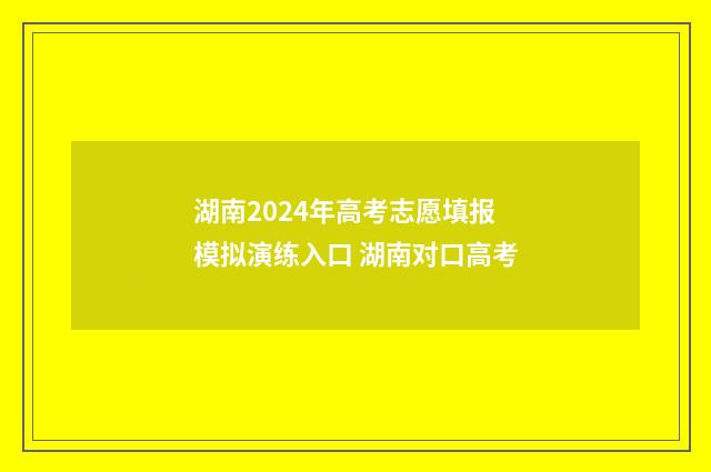 湖南2024年高考志愿填报模拟演练入口 湖南对口高考