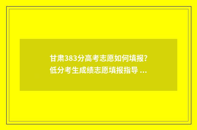 甘肃383分高考志愿如何填报？低分考生成绩志愿填报指导 甘肃高考349分分数排名