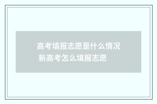 高考填报志愿是什么情况 新高考怎么填报志愿