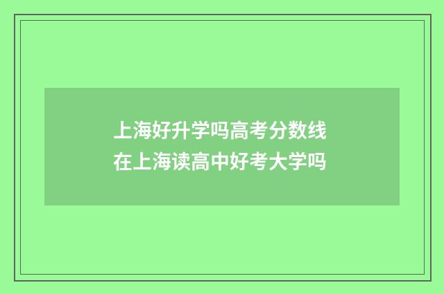 上海好升学吗高考分数线 在上海读高中好考大学吗