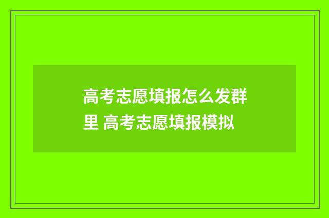 高考志愿填报怎么发群里 高考志愿填报模拟
