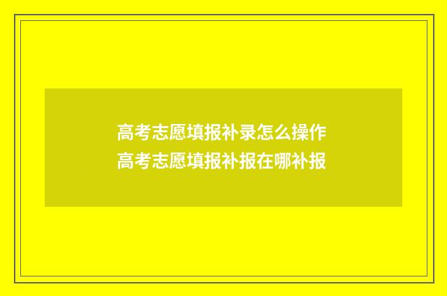 高考志愿填报补录怎么操作 高考志愿填报补报在哪补报