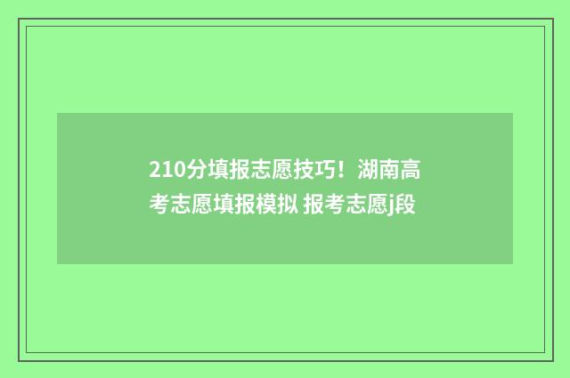 210分填报志愿技巧！湖南高考志愿填报模拟 报考志愿j段