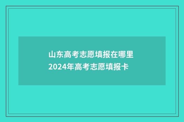 山东高考志愿填报在哪里 2024年高考志愿填报卡