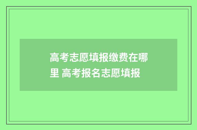 高考志愿填报缴费在哪里 高考报名志愿填报