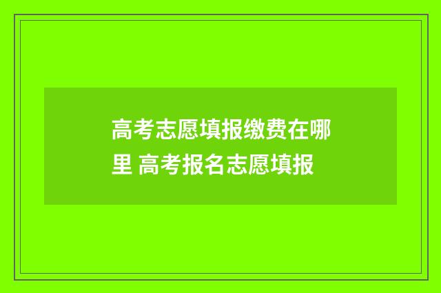 高考志愿填报缴费在哪里 高考报名志愿填报